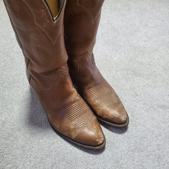 TONY LAMA Vintage Leather Cowboy Boots Rustic Cowgirl Western Women's 9.5D Wide - Picture 4 of 13